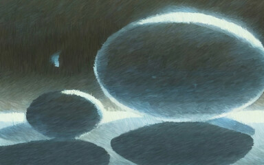 Cosmic spheres. Digital painting. Concept art. 2d illustration.