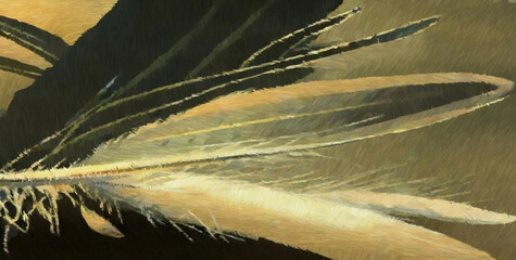 White feathers. Digital watercolor painting. Concept art. 2d illustration.