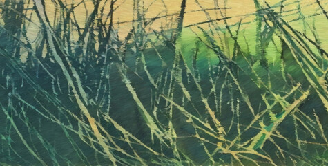 Green grass. Digital watercolor painting. Concept art. 2d illustration.