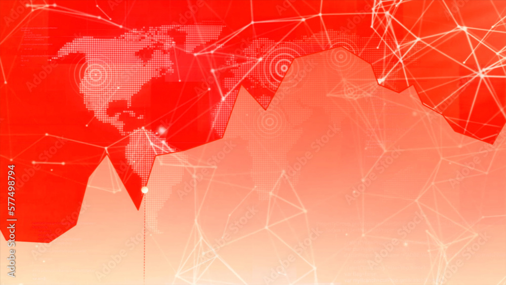Poster red graph of danger. motion. red chart with moving dot on graph. dangerous value on moving analytics