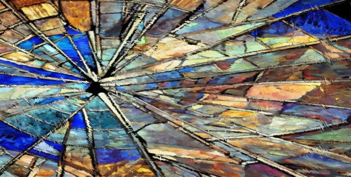 Colorful glass. Digital painting with long brush strokes. 2d illustration.