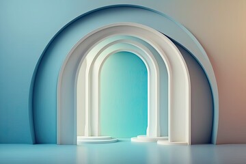 Abstract architecture background arched interior. Generative AI