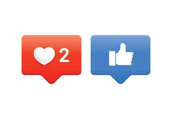 Like icons design. Like and appreciation icons for different social media posts. User interface design. Vector illustration.