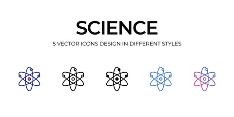 science Icon Design in Five style with Editable Stroke. Line, Solid, Flat Line, Duo Tone Color, and Color Gradient Line. Suitable for Web Page, Mobile App, UI, UX and GUI design.