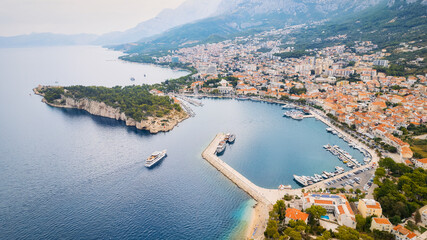 Take in the breathtaking view of Croatia's ports and marinas from above, showcasing luxurious...