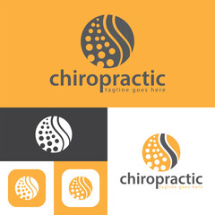 Chiropractic logo.Spine symbol.Round Shape.Massage, back pain and osteopathy icon.Creative Symbol.Vector illustration.