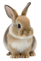 Fototapeta premium A spring-themed illustration featuring adorable isolated bunnies and rabbits surrounded by colorful flowers, including roses, all set on a transparent background and provided in PNG. Generative AI