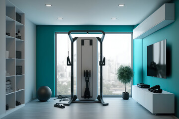 Smart home gym with voice-activated equipment and customizable workout plans, generative ai