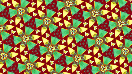 Shimmering geometric pattern in style of kaleidoscope. Motion. Kaleidoscopic pattern flickers with neon colors. Colorful floral pattern with geometric shapes changes and shimmers with different colors