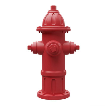 Red steel fire hydrant with transparent background 3d render illustration