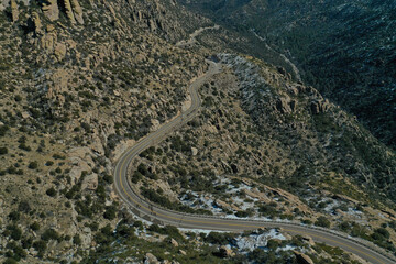 Scenic road in the mountains of Arizona, USA