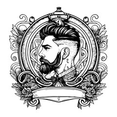 Naklejka na ściany i meble classic and stylish man in a barber representing a professional barbershop