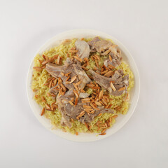 Mansaf, Jordanian national dish. Meat food rice ate Arabic food