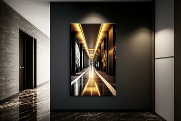 Modern Hotel Foyer with Vertical Canvas