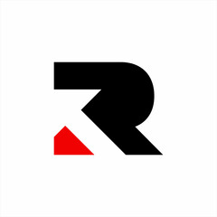 R letter logo design with arrow sign.