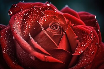 Banner full of red roses, top view. Red rose panoramic background. Fresh dark red rose. Valentine's Day . Rose blossom. Generative AI - obrazy, fototapety, plakaty