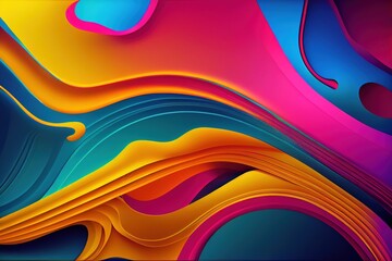 Abstract colorful background. Oil and water drops. Rainbow blurred texture. 3d render illustration, empty space, Generative AI - obrazy, fototapety, plakaty