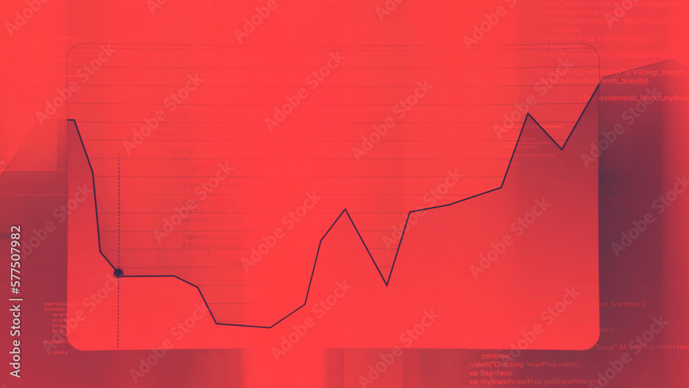 Poster red graph of danger. motion. red chart with moving dot on graph. dangerous value on moving analytics