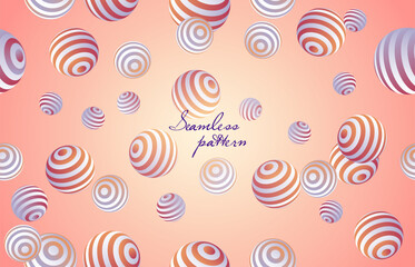 Seamless pattern in pastel colors with striped balls