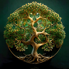 triskel, tree of life, symbol of nature and natural mandala. symbolic image of Celtic, Nordic and Slavic cultures created with Generative AI technology