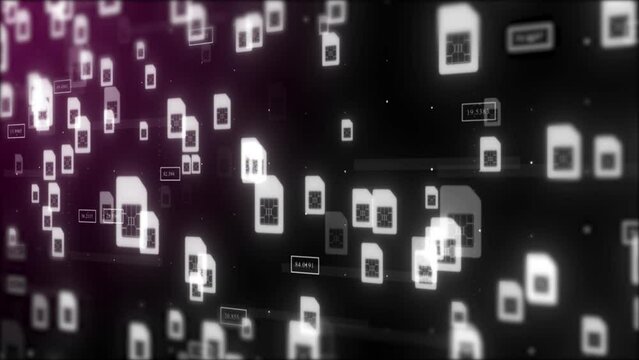 User Connected With Sim Card Network. Sim Card Animation Background. Global Mobile Sim Card Icon Animation Bg