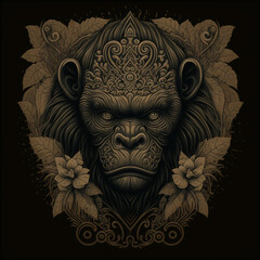 Fototapeta na wymiar Gorilla head tattoo