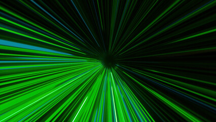 Fototapeta na wymiar Rotating cyber tunnel with neon stripes. Motion. Jump into cyberspace with bright neon rays of tunnel. Tunnel with high-speed moving flow of colorful lines