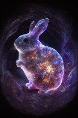 nebula and galaxy and stars rabbit, Generative AI