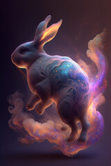 rabbit of nebulae and stars and smoke, Generative AI