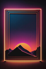 neon frame with landscape