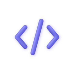 3D Programming code icon isolated on white background. Development and software concept.