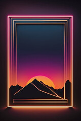 vaporwave neon frame background with space for text