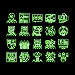 Crowdsourcing Business neon glow icon illustration