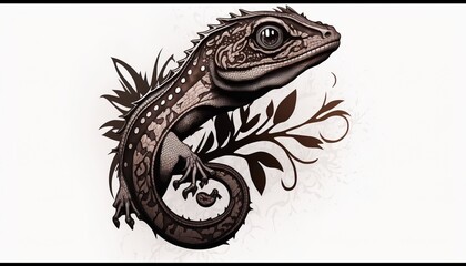 gecko illustration for tattoo or wall sticker