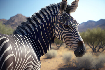 Obraz premium Grevy's zebra, pinstripe, generative ai