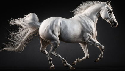 Fototapeta na wymiar The galloping white horse, generative ai