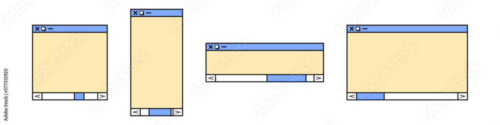 Fototapete Web banner template in retro computer interface style. Retrowave design for mail marketing. 90s browser tab. Vector illustration isolated on white background.