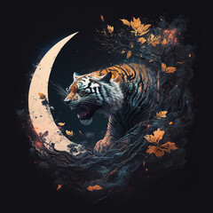 tiger in the night sky, tiger in the dark, tiger in the night,The dragon of the dragon, tiger deagon in japanese style, tiger in the sky, tiger in the dark, tiger in the dark, tiger in the night,tiger