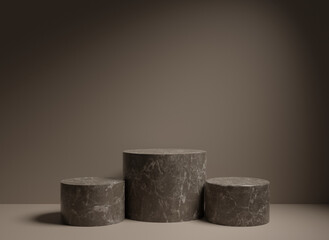 Cosmetic background for product, branding and packaging presentation. geometry form square molding on podium stage with shadow. Abstract 3D room with realistic pedestal podium. 3D Rendering.