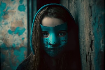 Young girl in mask, Generative AI