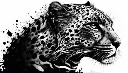 Fototapeta premium leopárd illusztráció tetováláshoz vagy fali matricához