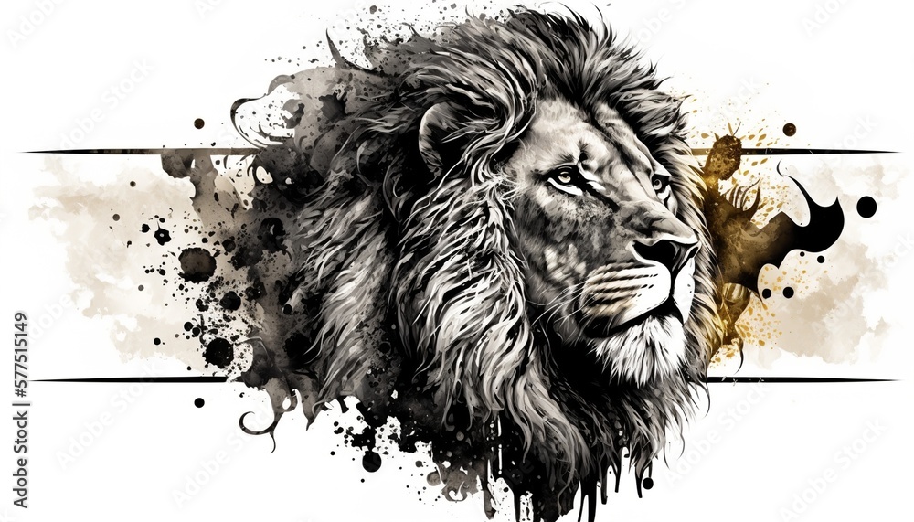 Wall mural lion illustration for tattoo or wall sticker