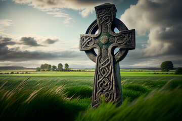 A beautiful christian cross illustration, Generative AI.