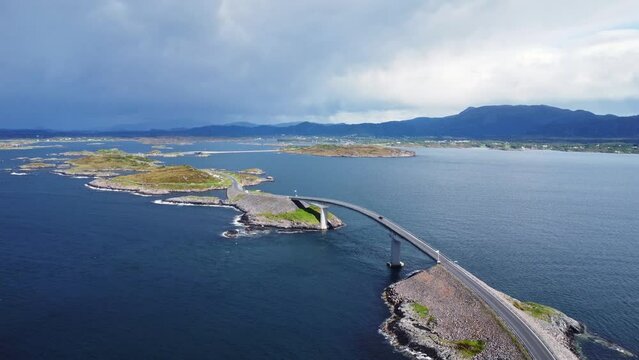 Aerial view of the Atlantic Ocean Road in Norway	