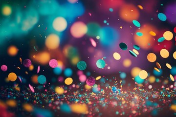 Naklejka premium Confettis and bokeh abstract background, Generative AI