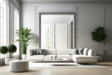 [object Object]large luxury modern bright interiors Living room mockup illustration computer digitally generated image. Generative AI