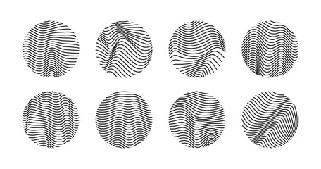 Abstract wavy spheres. Line mesh circles matrix network concept, minimal grid wireframe round shape. Dynamic vector set