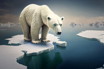 polar bear on melting iceberg climate change