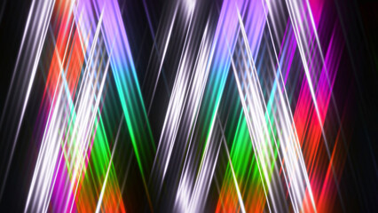Animation of moving rays of colorful prism. Motion. Moving 3d pattern with sand stripes. Geometric pattern of stripes intersected by iridescent prism