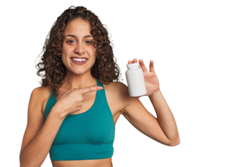 Boosting her health! This fit woman knows the benefits of adding dietary supplements to her already healthy lifestyle.